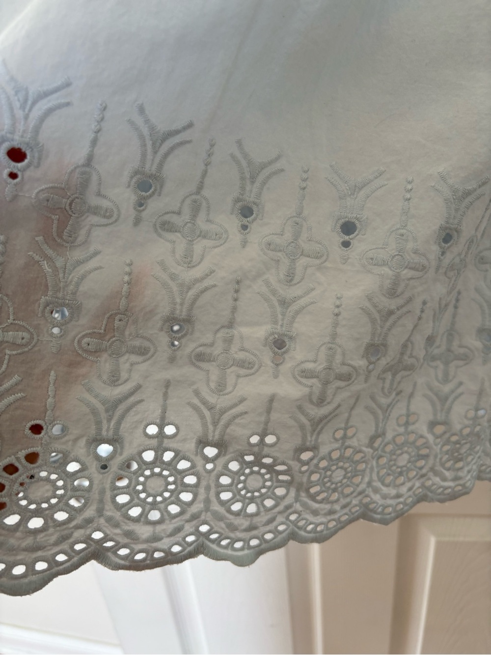 Loft Softened Light Blue Eyelet Trim Blouse XL Boho Peasant CottageCore Ruffle - Picture 4 of 8